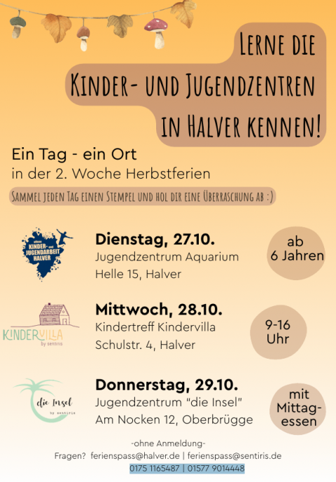 Herbstferien - Halveraner Kinder- und Jugendzentren